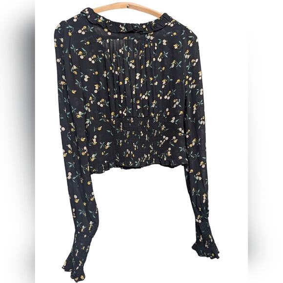 Free People Lemon Flower Printed Blouse Size XS - Picture 5 of 10